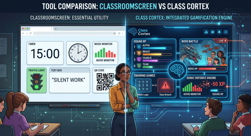 Comparison between Class Cortex and Classroomscreen dashboard widgets
