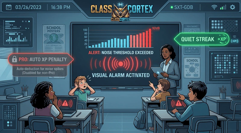 How to stop students talking over you without shouting using an automated classroom noise monitor