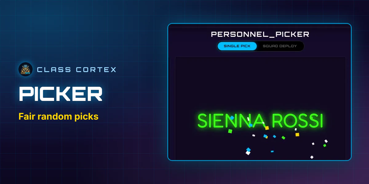 Class Cortex random Student Picker interface