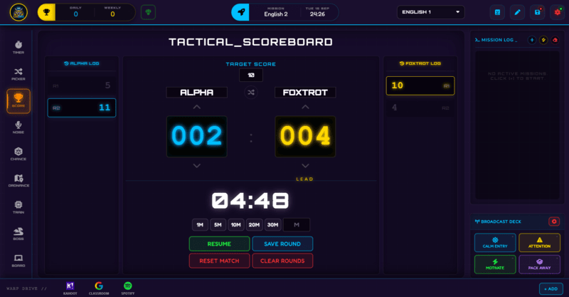 Class Cortex two-team Scoreboard with match timer