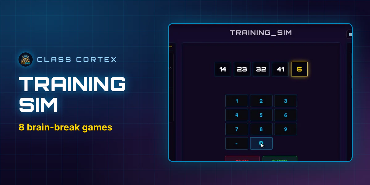 Class Cortex training mini-games selection screen